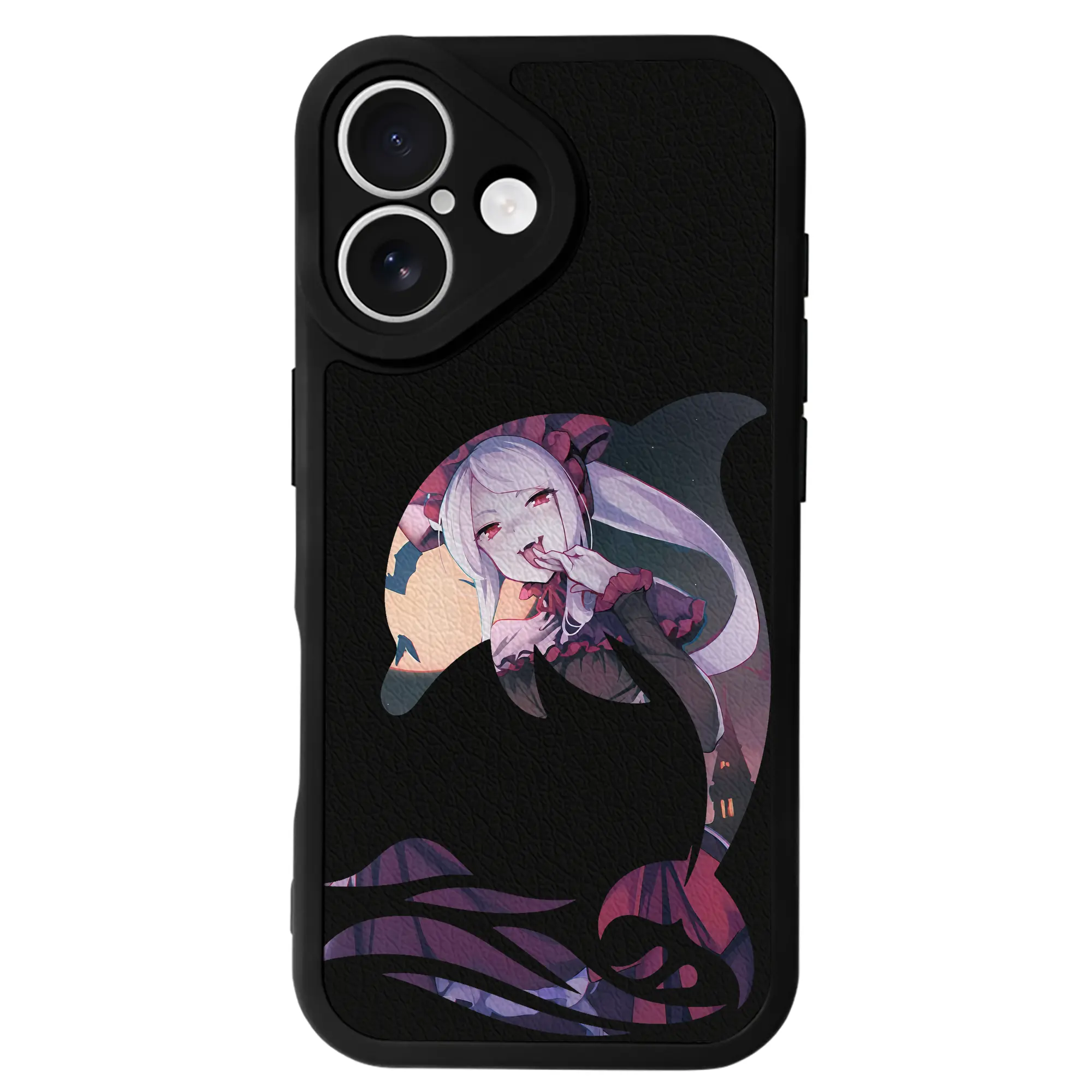 オーバーロード グッズ シャルティア・ブラッドフォールン - IPhone 16シリーズ対応 ・ シリコンスマホケース ・ レザー調 ・ 高精度フィット ・ 耐衝撃 ・ ワイヤレス充電対応 ・ 精密カット